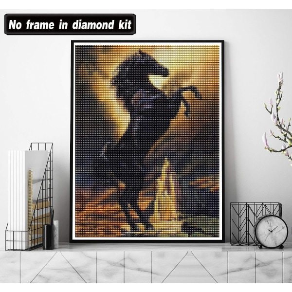 DIY Diamantmålning Komplett Berg med Häst, 5D Broderi Di