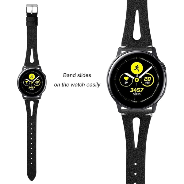 (svart) Lærrem kompatibel med Samsung Galaxy Watch 6/5/4/ Active 2 40mm 44mm Kvinner, black