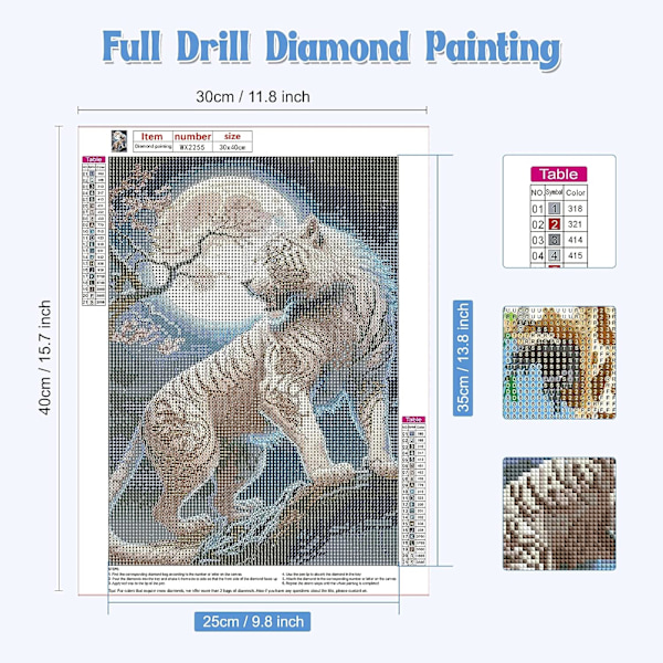 (30x40cm) 5D Diamantmålning Tiger 16