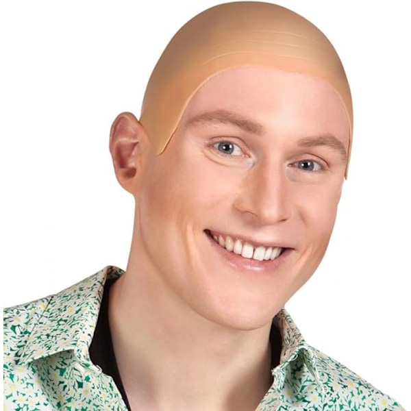 Skallett Latex Parykk for Karneval, Halloween og JGA, Hårløs Parykk for