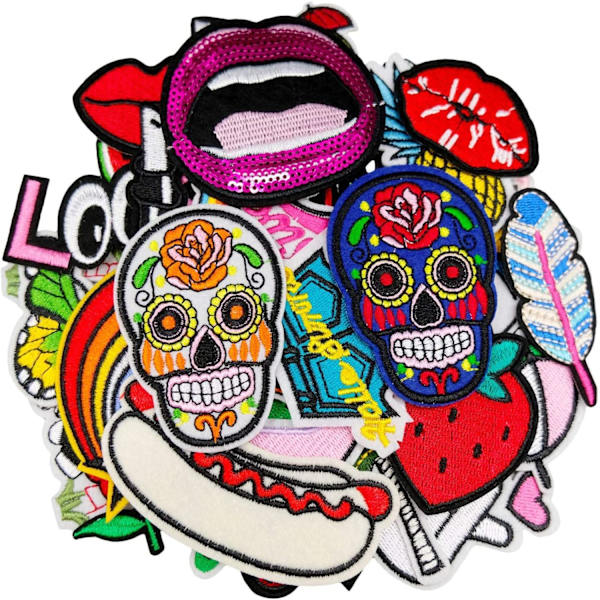 Broderede Patch Tilbehør Assorterede Størrelser DIY Patches Sy På/Stryg På Patches Applikation til Jakker Jeans Bukser Rygsæk