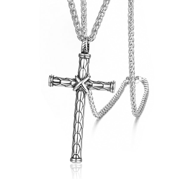 (E) Rustfrit stål Cross halskæde til mænd Kvinder kæde halskæde Lo