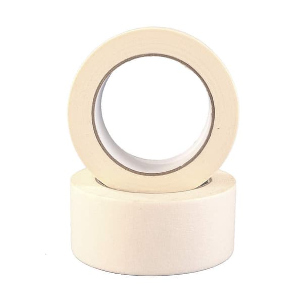 Pakke med 2 ruller malertape, 5 cm x 50 m, beige, til flere overflader, universel til maling og mærkning