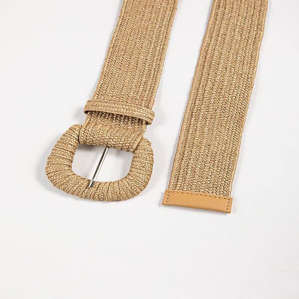 Stråvævet elastisk bælte til kvinder, strækbare bælter til kjole, mode Boho taljebælte, rattan raffia damebælter