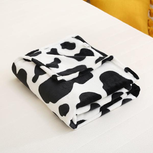 130x150cm Ko-mønstret Flannel Fleece Tæppe til Sofa Soveværelse Stol Letvægts Dyreprint Sof