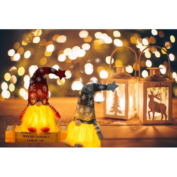 2 stk. GNOME julepynt med LED-lys 30 cm høj, svensk GNOME julemand Santa Tomte,