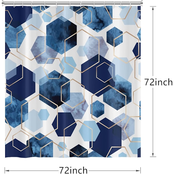 Blå dusjforheng, marineblå abstrakt geometrisk moderne rutenett