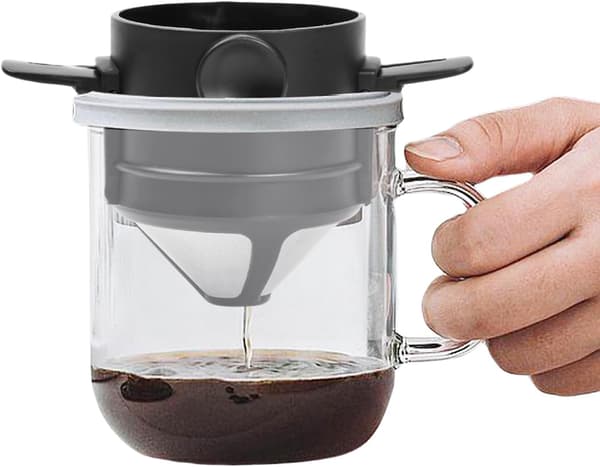 Kaffefilter i rustfritt stål, 1-2 kopper gjenbrukbart kaffefilter, permanent papirløst kaffefilter, tefilter, bærbar kaffedryppholder