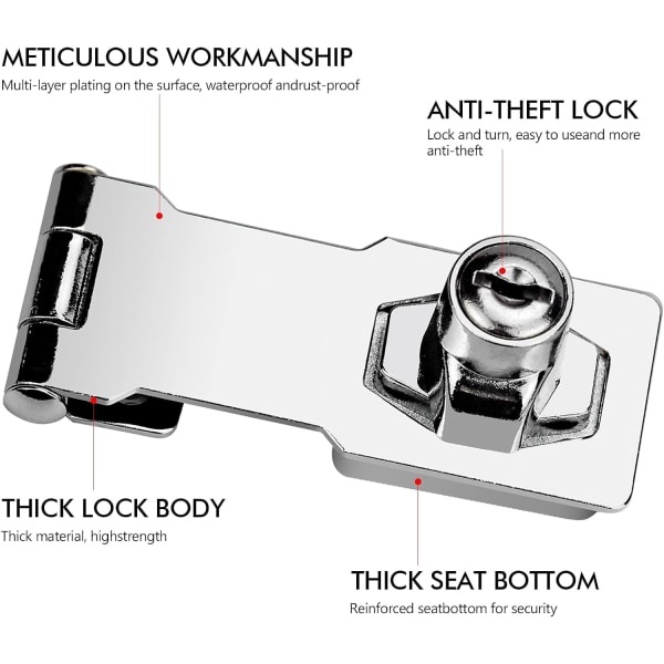 1kpl Hasp Lock -kiertonuppi metallilukitus avaimella ovien ohjaamoon