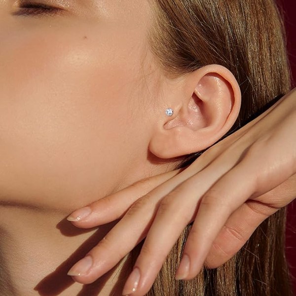 6 par Cubic Zirconia ørestikker 316L rustfrit stål Hypoall
