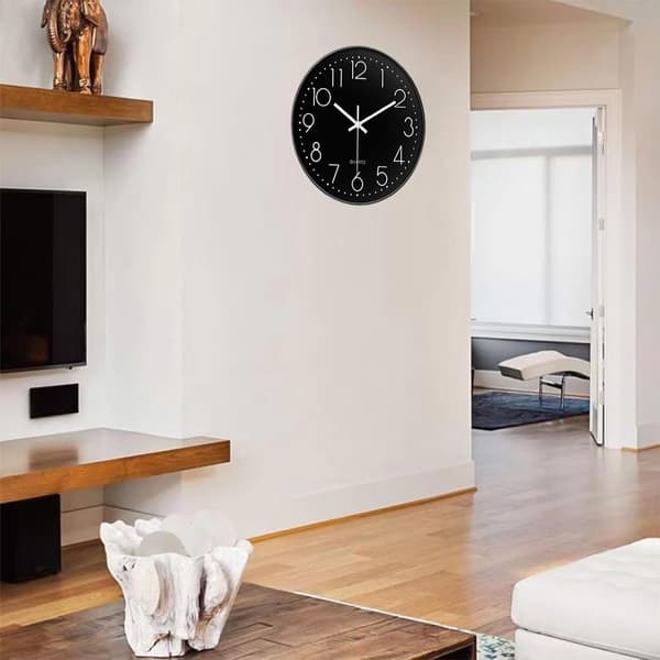 20 cm väggklocka, tyst väggklocka, modern analog, rund dekorativ, batterier ingår ej