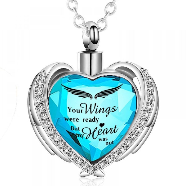 (December) Halskæde til aske Mindegaver Engel Kremering Urne Smykker 12 farver Rhinestone Charms
