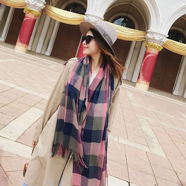 1 stk. Kvinders Lang Plaid Tæppe Sjal Chunky Oversized Vinter Efterår Varmt Sjal Stor Tartan Sjal Wrap Shawl Damegaver