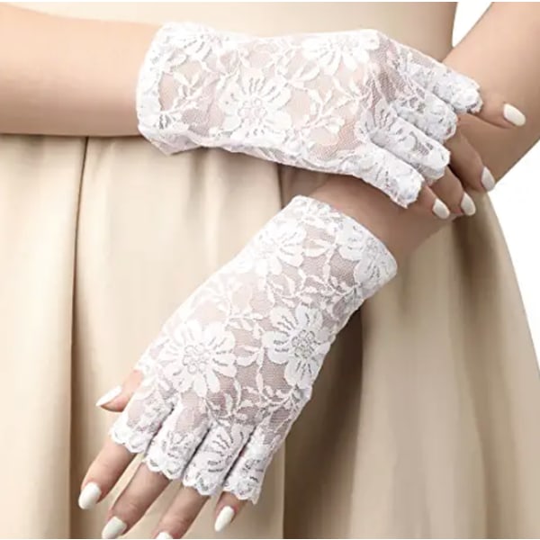 Brudehansker med blonder for kvinner Korte hansker for kvinner Operahansker