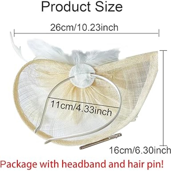Elegant Fascinator Hatt för Kvinnor Bröllop Fjädrar Hårklämma Accessoar