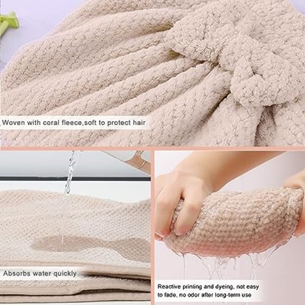 (Brun/Khaki/Rosa) 3-pack superabsorberande snabb torkande mössa, Cor