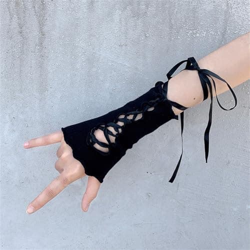 16x16cm Gothic Armvarmere for Kvinner Punk Fingerløse Goth Rave Emo Grunge