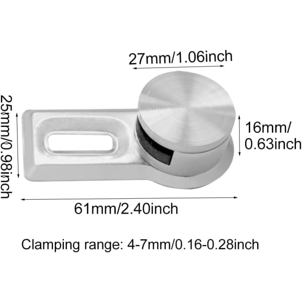 4-pack rostfria glasklämmor, väggmonterade spegelhållare, för akrylglas, väggkonstbild