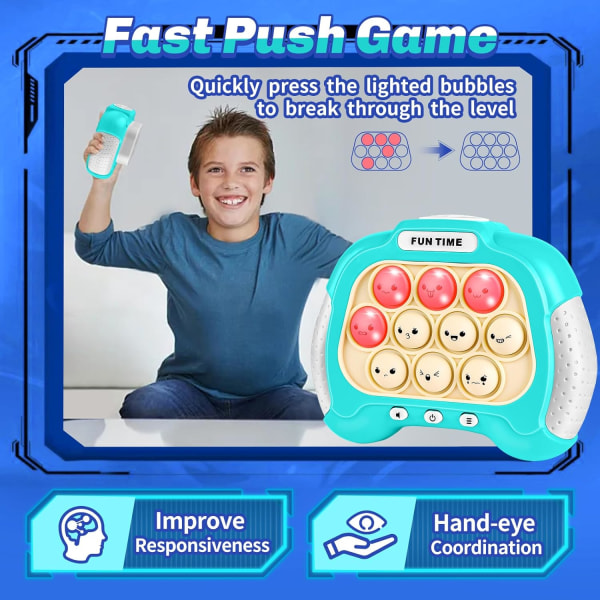 2 Sininen Pop it Elektroninen lelu lapsille ja aikuisille, Pop Fidget it Light