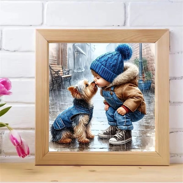 30x30cm 5D Diamantmålningskit för Vuxna - Djur Hund Diamantkonstkit, DIY Full Runda Borr Ädelsten Konst Hantverk för Vuxna, Hem Väggdekor