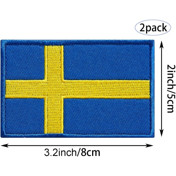 2 Pack Sweden Flag Patches Flags of Sweden Brodeeratut merkit Sw