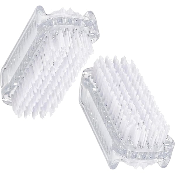 2-pack Vit Dubbelsidig Nagelborste, Handnagelborste, Nagelrengöringsborste, för Daglig Nagelrengöring (Vit)