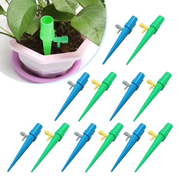 12-pack (Blå+Grön) Automatiskt bevattningssystem för växter, justerbart bevattningssystem för krukväxter, inomhusväxter och blommor