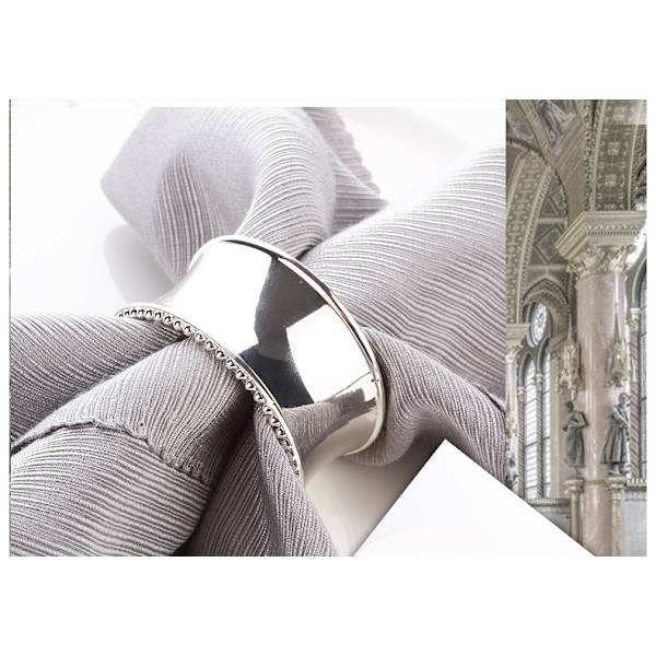 (Silver Beaded Edge, 6 PCS) Servettring Set, Middagsservett Spänne Hållare, Handgjord Natura