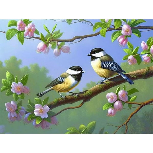 5D 30x40 cm diamond painting DIY Kits Petit Oiseau, Herbe à Fle