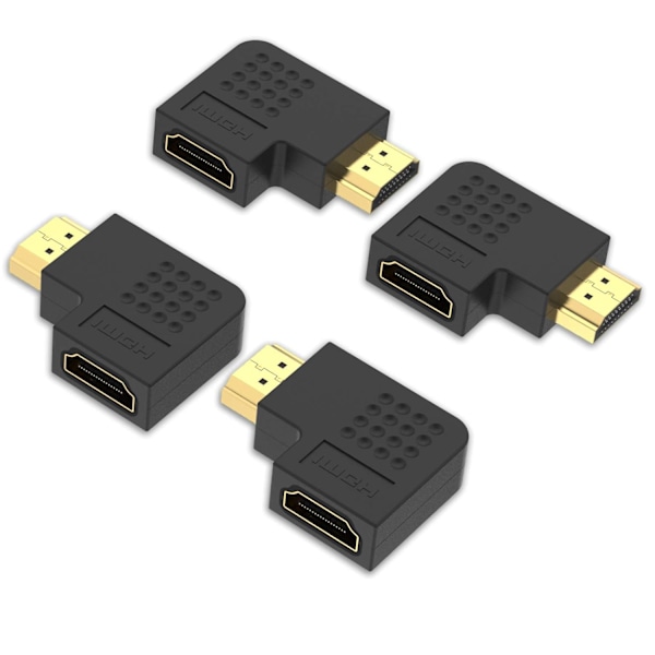 HDMI Vinklad Adapter Paket HDMI Kopplare 90 och 270 Grader Hane till Hona Vertikal Platt Adapter Stödjer 4K*2K, 3D, Arc Kompatibel med PS4 PS3, Switch, W