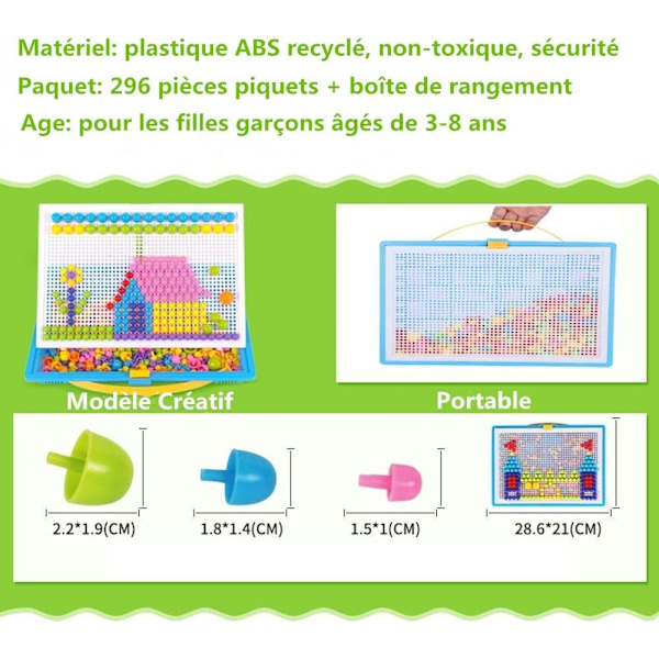 Kreativt mosaikpussel 296 st magnetiska byggklossar färgglada Co