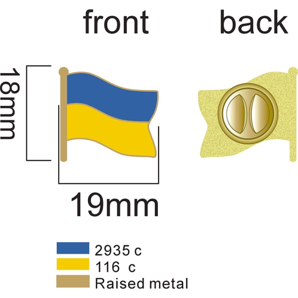 Ukrainan lipun rintaneula - Ukrainan lippu, leikattu emali La