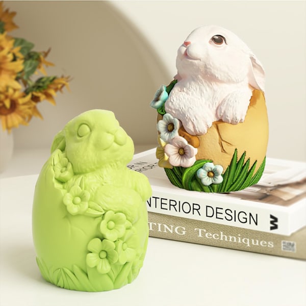 1 st Påskljusformar för DIY-hantverk, Påskljusform Vit Silikonform Påsktema Ljusformar 3D Söta Kanindesigner Hembakat Påsk R