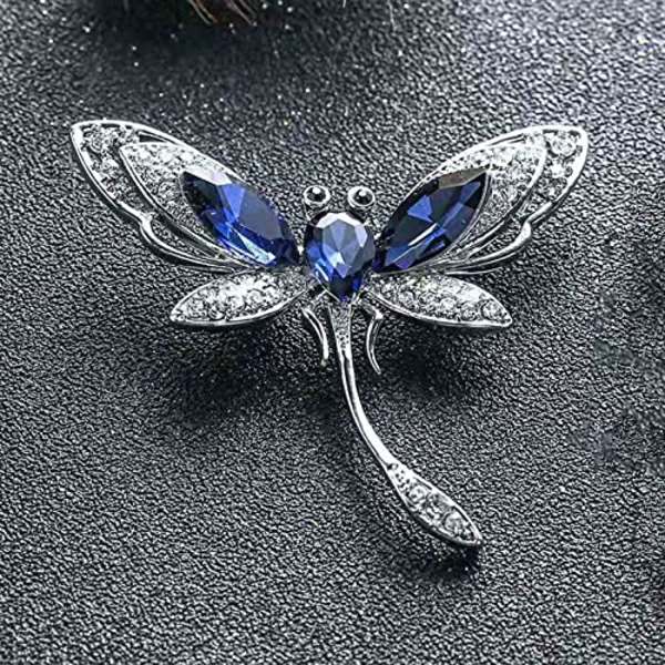 4,5x5,2 cm Rhinestone Dragonfly Broche Nål Blå Krystal Insekt Dragonfly Nål Elegant Bryllup Brud Corsage Broche Gnist