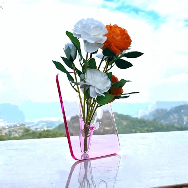 Klar akryl blomvas rektangulär, akrylram vas, Art De