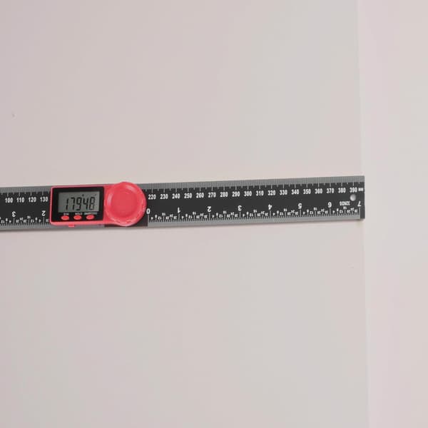 Digital vinkelmåler med LCD-display, præcis måling, sort ABS og rustfrit stål, fast værdi, til kvadratiske rammer og skærevinkler