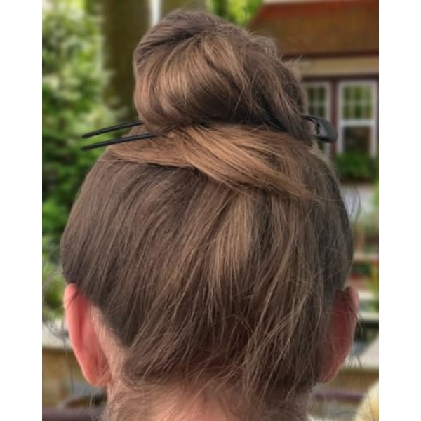 Franska Hårstift Metall Hårförk U-formad Extra Lång Chignon 2-tandade Pinnar för Kvinnor Håraccessoarer (Svart - 2 stycken)