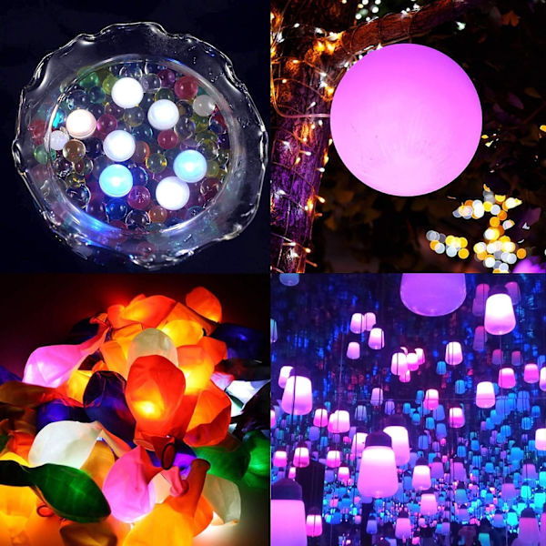100 st/paket 100 x Vita Runda LED-Blinkande Bolllampor Ballonglampor