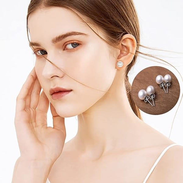 5 par øreringe Dame øreringe Hvide perle øreringe (4-8mm)