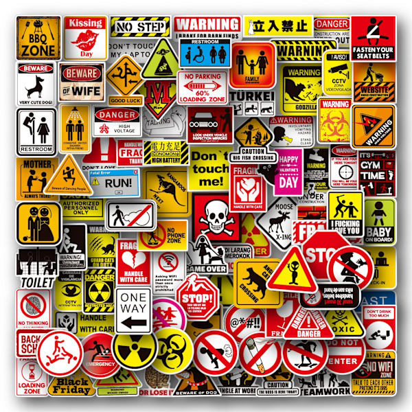 100 pcs warning slogan series graffiti stickers luggage helmet st