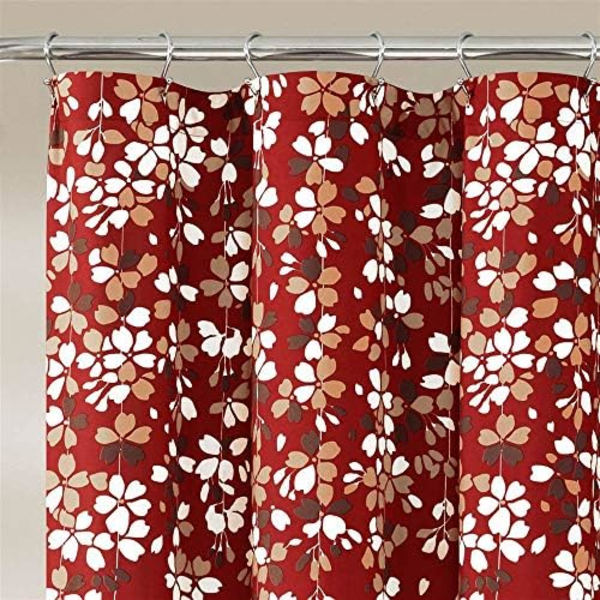 Røde blomster, der skinner i badeværelset, slidstærke og holdbare, vandtætte, ikke lette at falme dørgardiner, gardiner,