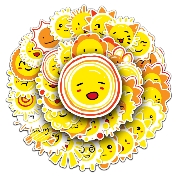 50kpl sarjakuva aurinkografititarroja, alkuperäiset aurinkoisen päivän Guka-tarrat lapsille, vesikuppitietokone