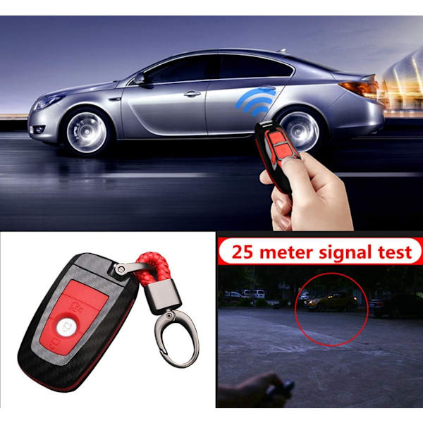 (G hiilikuitu) ABS hiilikuitu kuori + silikoninen auton avaimen kotelo avaimenperä Ford Focukselle red