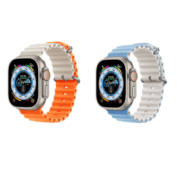 2-pak Ocean-remme kompatibel med Apple Watch Ultra-rem 49mm 45mm 44mm 42mm Iwatch Series 8 Replac