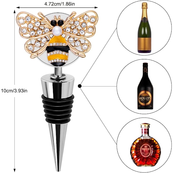 1-pack Dekorativa Vinkorkar, Elegant Diamantbesatt Vinkork med Djur- och Växtmotiv, Återanvändbara Dryckesflaskkorkar för Bar, Fest