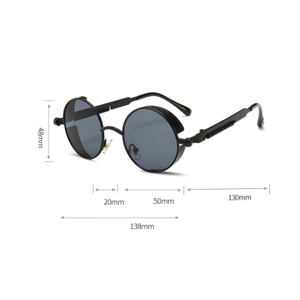 1 Punk runde solbriller - klassiske metall sykling retro solbriller