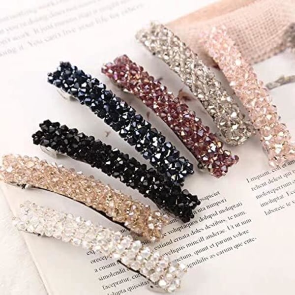 8,5 cm 7 st Eleganta Hårclips Mode Hårspännen för Kvinnor och Flickor, Glittrande Rhinestones Blommor Hårstift Fre