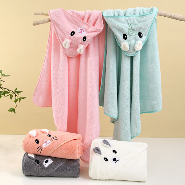 (Grön) Baby Boy Badcape 3Pcs Terry Handduk, Mjuk & Stark Absorption, 80 x 80cm Högkvalitativ Korall