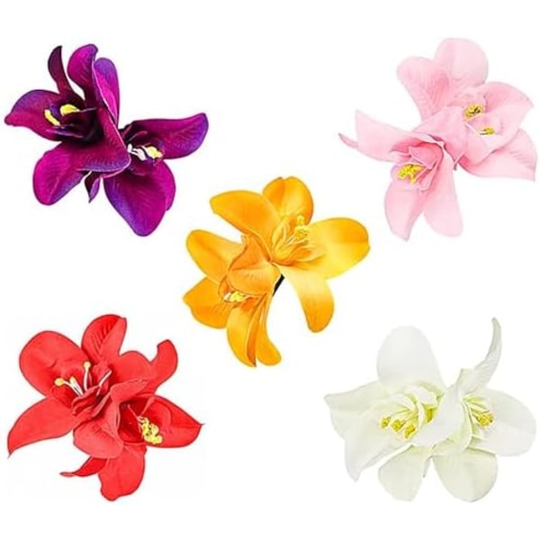8x10cm Blomsterhårklämma Bohemia Hawaii Tyg Konstgjord Orkidé Blomma Hårsnodd Barrette Huvudbonad Bobby Pins Hårkläder