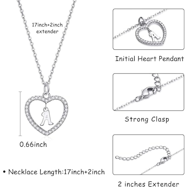 2 delar Heart Initial Halsband för kvinnor Personlig Silver Neck